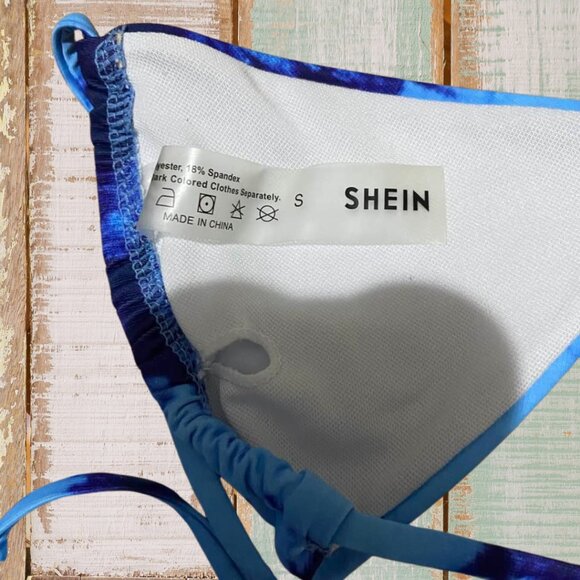 Blue Tie-Dye Triangle Bikini Set Size Small – Adjustable & Beach Ready - Picture 10 of 13